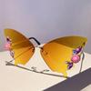 Rimless Butterfly Designer Shades Fashion Crystal Gradient Sunglasses Oversize Decoration Party Women's Sun Glasses