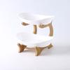 Nordic Creative Durable Plastic Fruit Plate With Wooden And Iron Stand Two Tier Three Tier Fruit Bowl For Living Room Modern Design