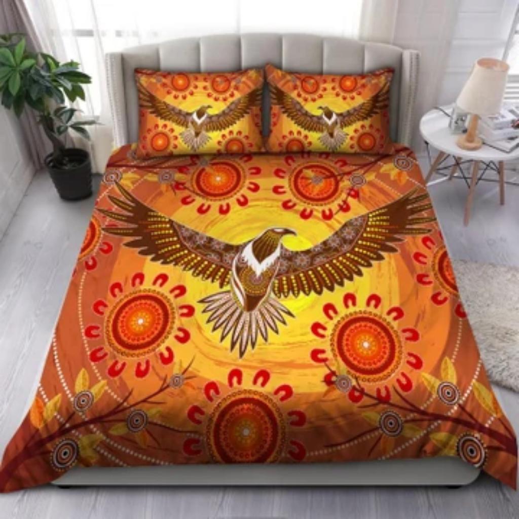 Duvet Cover Set Aboriginal Bedding Set, Australia Kangaroo Running Lizard Art Bedding Cover