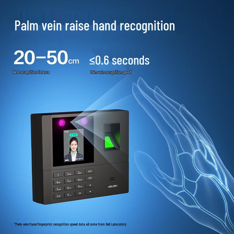 Deli Face & Fingerprint Time Attendance Machine CN plug (adapter included)