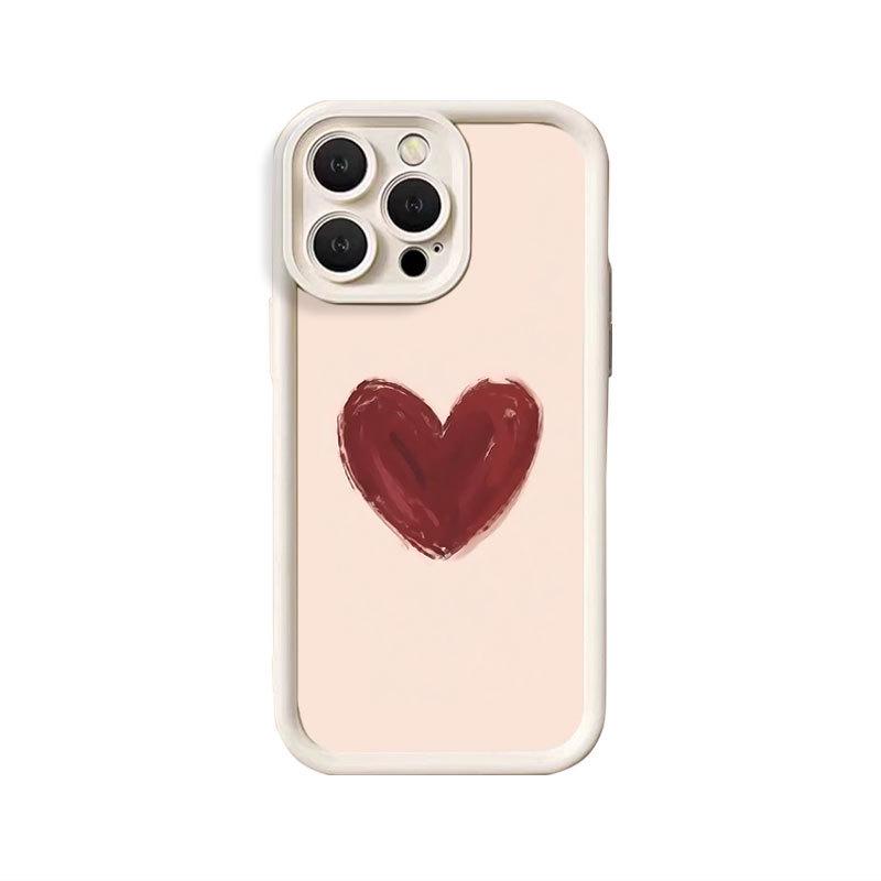 Wine Red Heart iPhone Case for 15 Plus/17 Pro Max/16/14/13 - Creative and Personalized Design