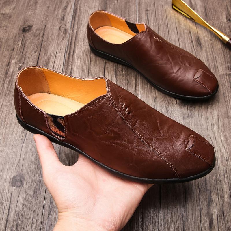 Men's shoes spring and autumn new casual business leather shoes lazy work shoes driving shoes dad shoes breathable Doudou shoes