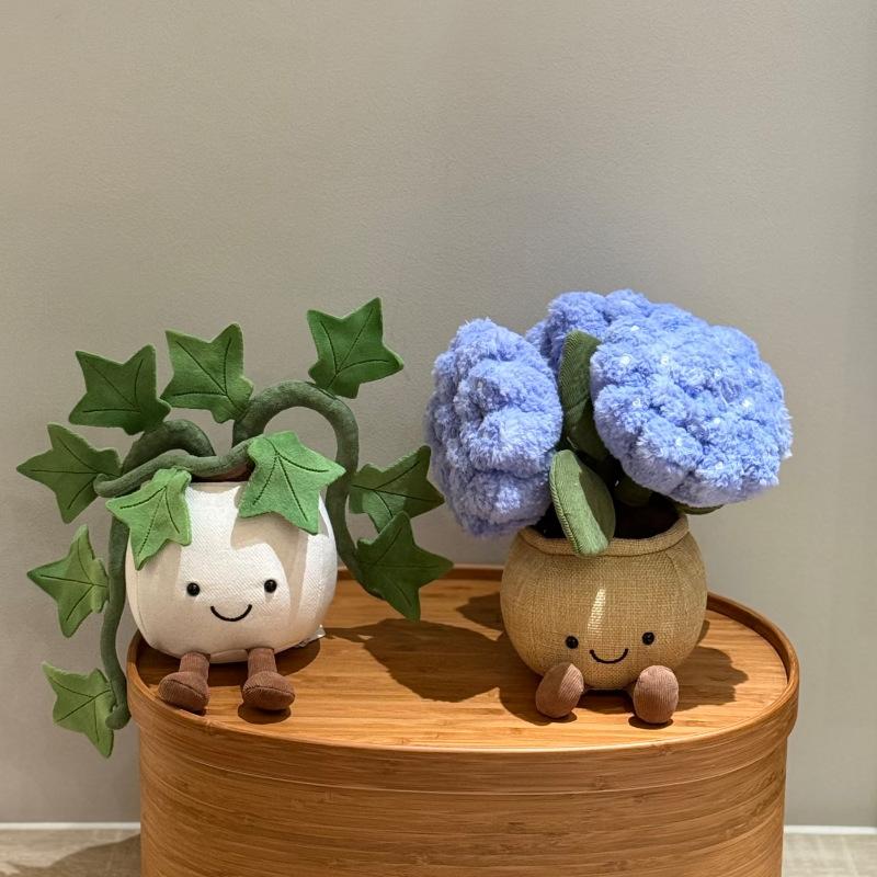 Funny Hydrangea Pot Plant Plush Toy Ivy Doll Decoration Cute Cartoon Gift