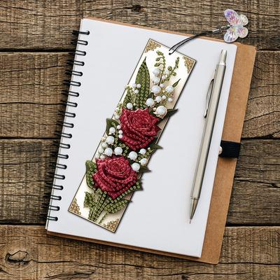 3 szt. Specjalny Kształt Różowa Róża Malowanie Diamentami Zakładka DIY Zakładki Zestawy do Malowania Diamentami Zestaw do Tworzenia Zakładek Malowanych Diamentami