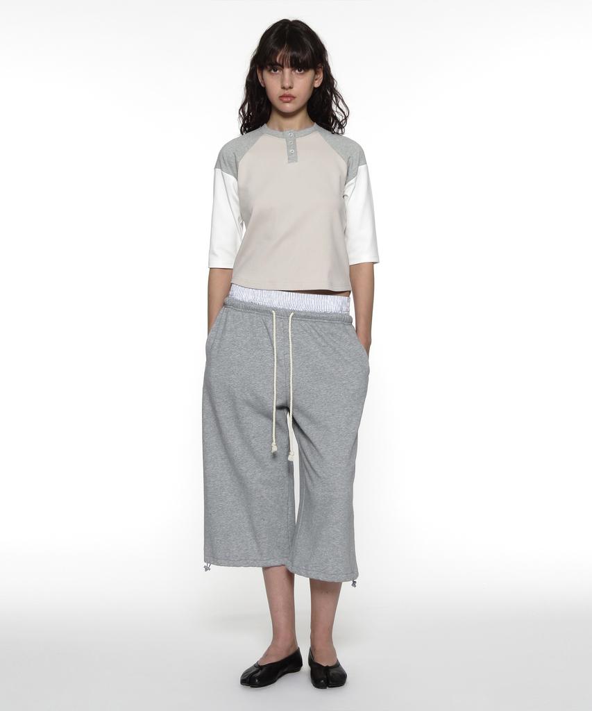 PARTIMENTO WOMEN Pwc Henley Neck Three-Quarter Sleeve Tee_Ecru
