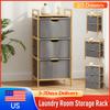 2/3 Tiers Bamboo Laundry Hamper with Shelf Freestanding Laundry Storage Rack Dirty Clothes Basket for Bathroom Bedroom Accessory