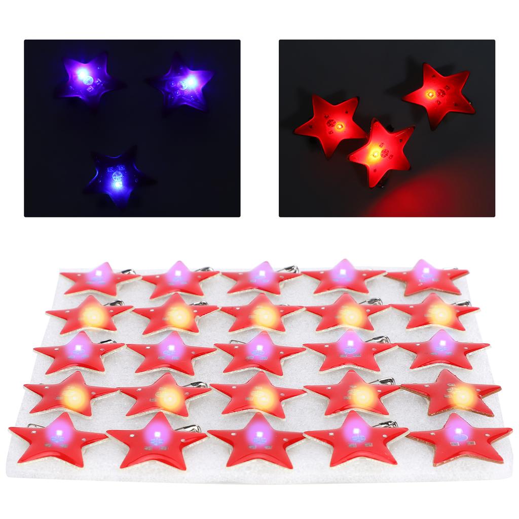 25 Stücke Fünfzackigen Stern Geformt LED Brosche Weihnachten Pin Abzeichen für Kinder Geschenk Party Favors
