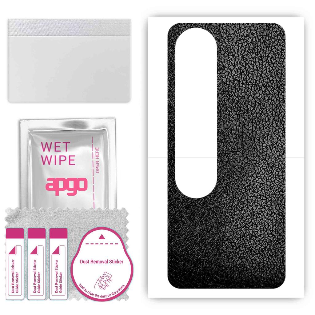 apgo Protective Skin Sticker for the back compatible with Oppo A58 5G, Wrap Film, Foil, Vinyl - Pattern Black Leather