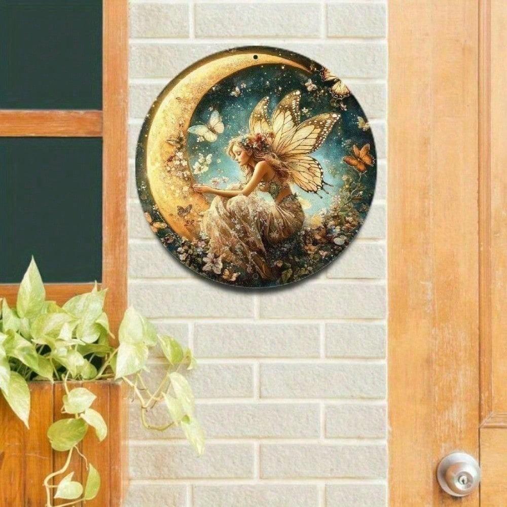 Vintage Metal Tin Sign Fairy Moon Butterfly Wall Art Home Garden Decor разноцветный