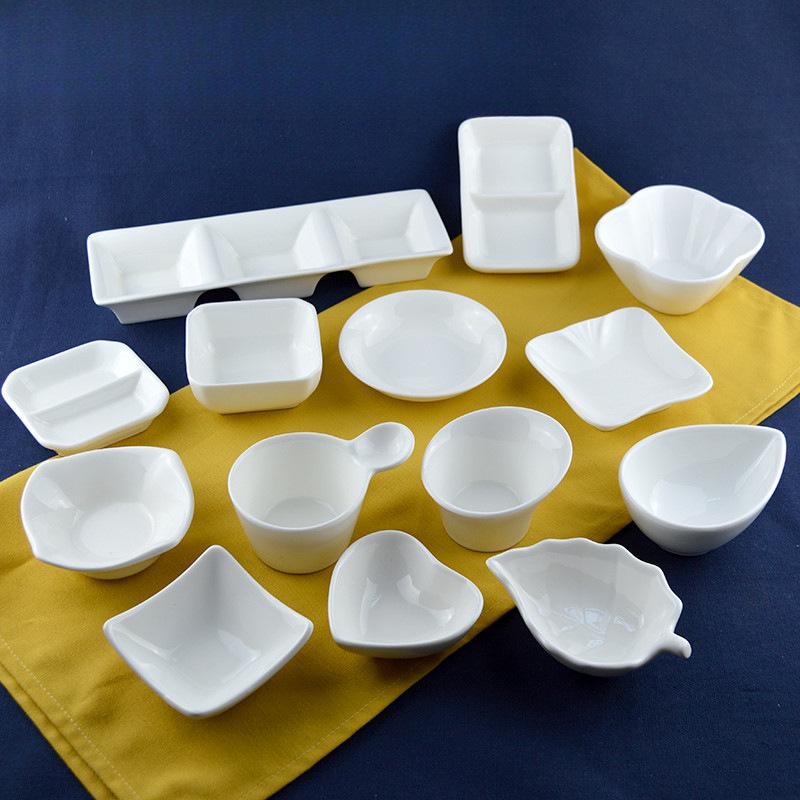 Multi-Compartment Ceramic Seasoning and Dipping Dishes for Soy Sauce, Vinegar, and Mustard