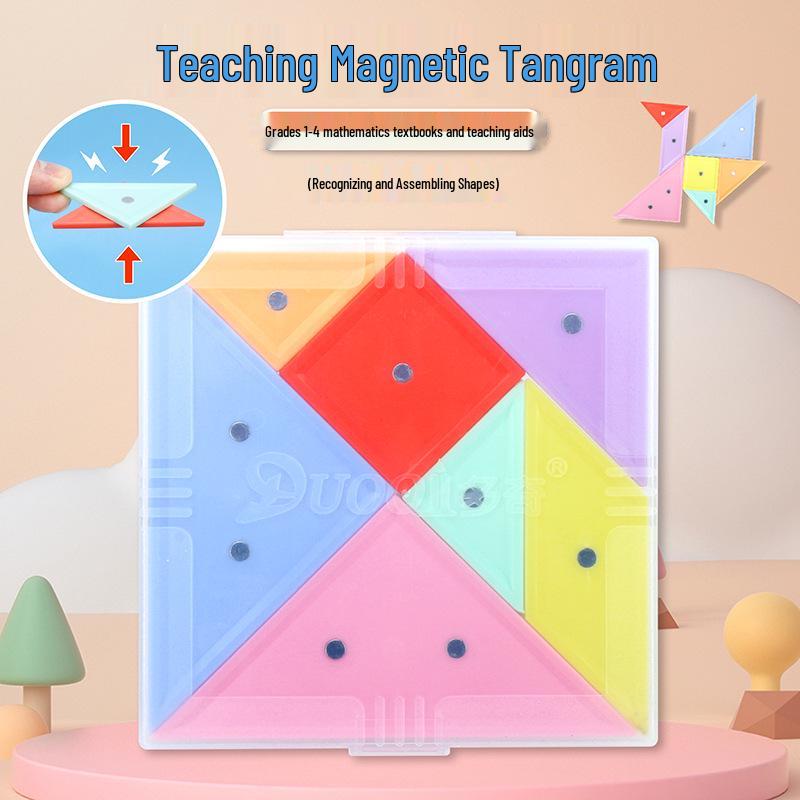 Magnetic Tangram Teaching Aids & Scale Platform for Grades 2-3 Textbooks