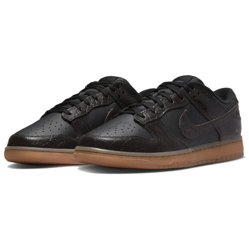 Nike Dunk Low SE Chocolate Croc Men Sneakers Black Velvet-Brown Brown-Basalt DV1024-010