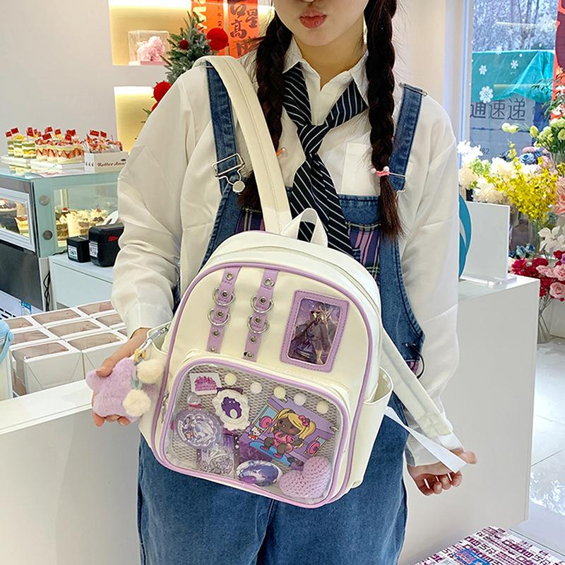 School Ita Bag  Trends Transparent Zipper Backpack Preppy Style Soft Women Bags