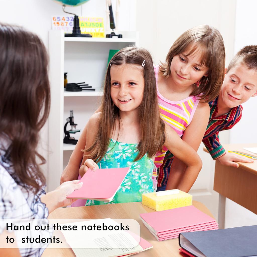 Feela A5 Softcover Journal, 16-Pack, 46 Pages, Pink, Lined, Thread-Bound, Cute Travel Journal, Memo Pad, Student, Girl, School Supplies