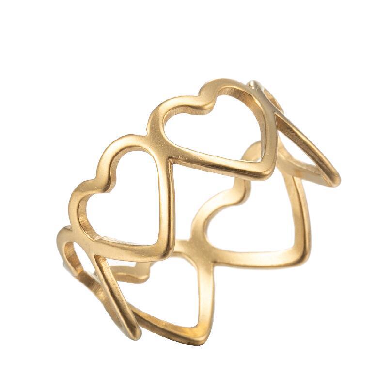 Women's Gold Geometric Cutout Wide Band Cross Ring - European & American Hip Hop Style