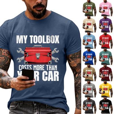 Men's Casual Loose Fit Short Sleeve T-Shirt Labor Day Printed Graphic Tee Comfortable Crew Neck Top for Everyday Wear