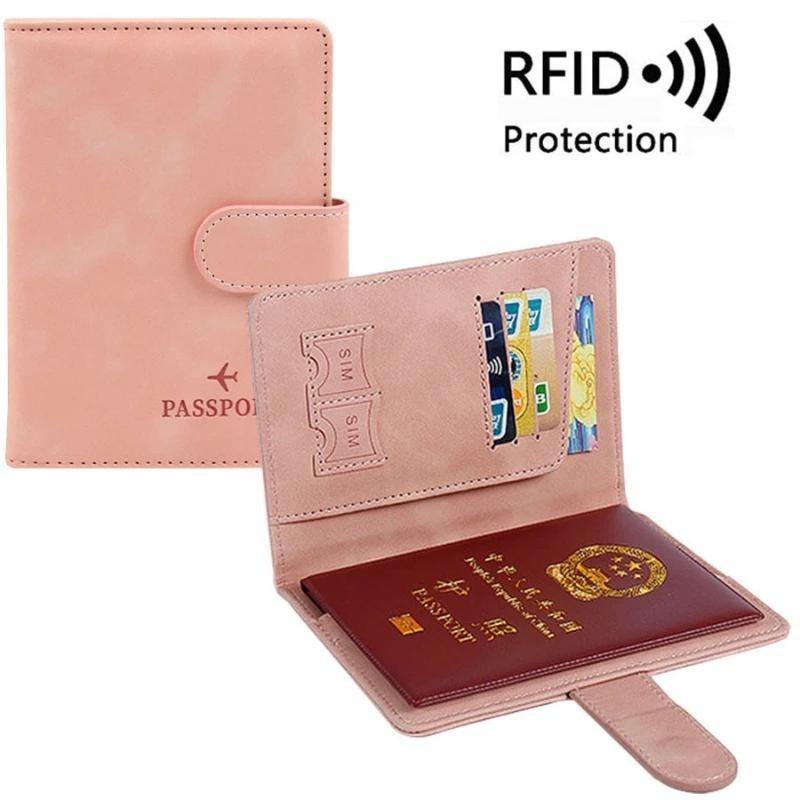 Unisex RFID Anti-Blocking Reise-Passhüllenhalter mit Verschluss für Männer Frauen Pass-Brieftasche Reisezubehör Tasche