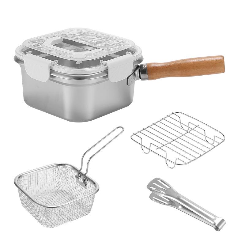 Stainless Steel Multifunctional Cookware: Square Deep Fryer, Milk Steamer, Noodle Pot, Portable Fresh-Keeping Box