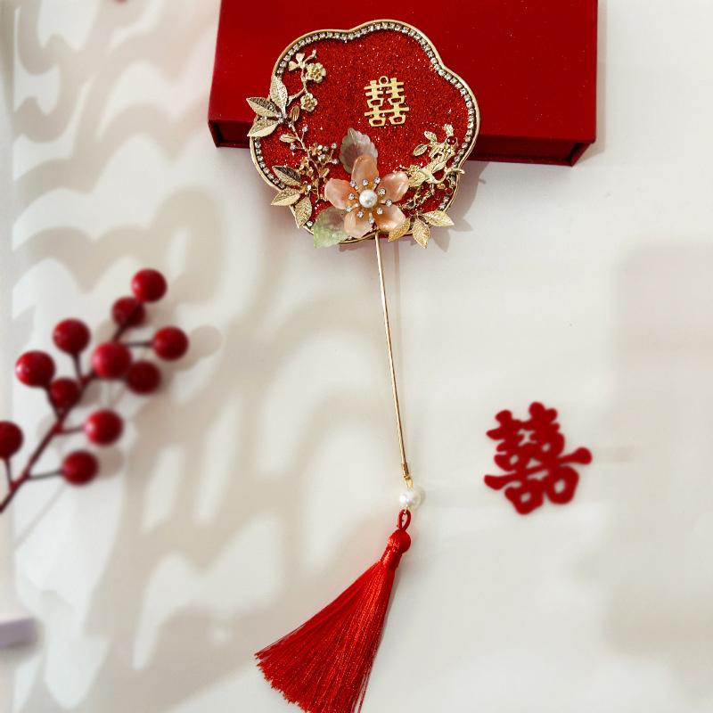 Bride Wedding Handheld Group Fan Decoration Handmade Chinese Vintage Flower Fan Photography Ornaments