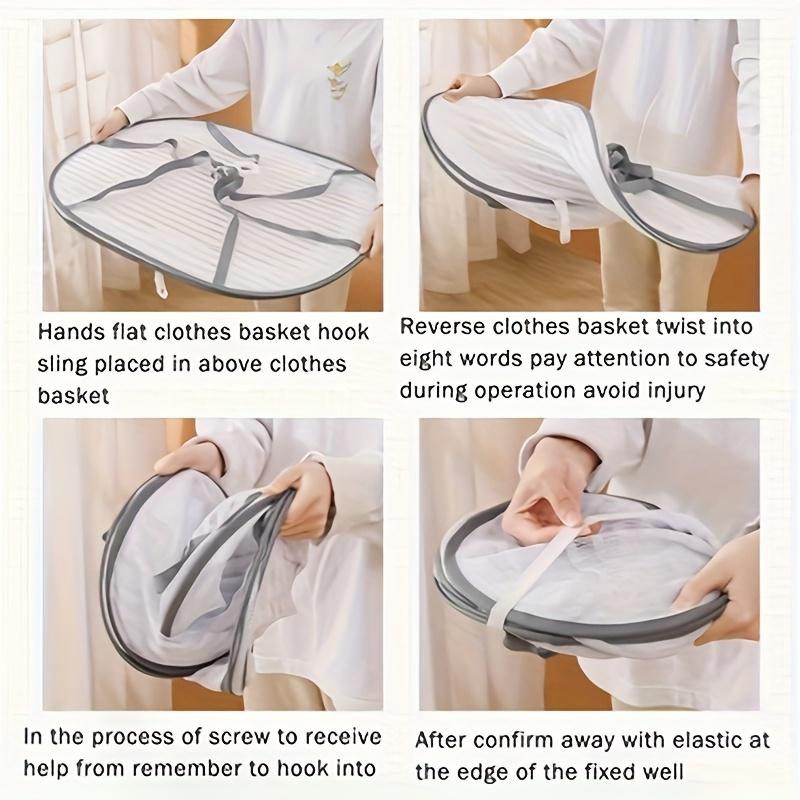 Foldable Drying Rack with Zipper Closure - Space Saving Three-layer Grid Dryer, Foldable Kitchen and Garden Storage Rack with Handle