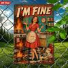 Retro Metal Sign "I'm Fine" Kitchen Decor 8x12 Inch