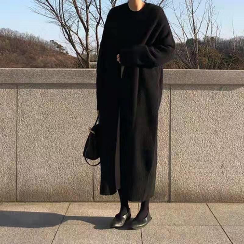 Autumn Winter Loose Casual Knitted Cardigan Long Sweater Jacket New Fashion Elegant Women Simple Office Coats Solid Color Versatile Clothing