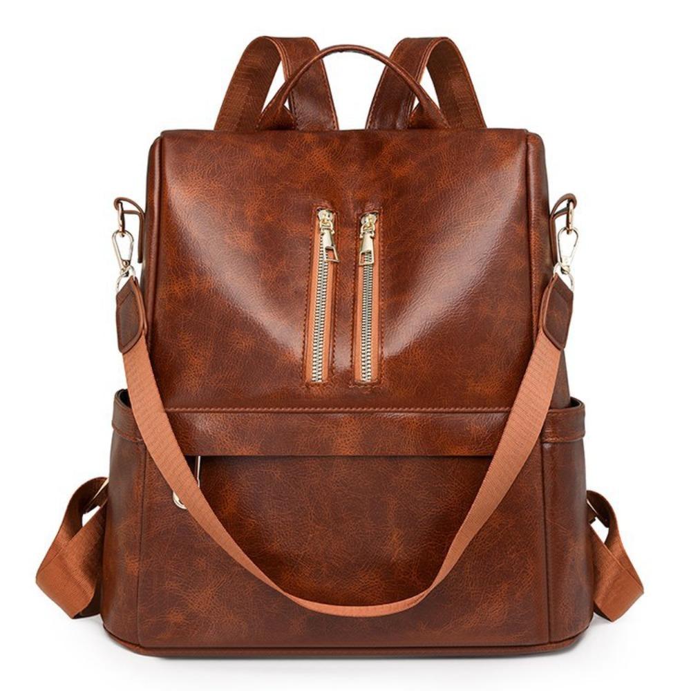 

Women s backpack multi-functional fashion anti-theft commuter bag PU leather retro versatile shoulder bag student schoolbag one size fits all коричневый