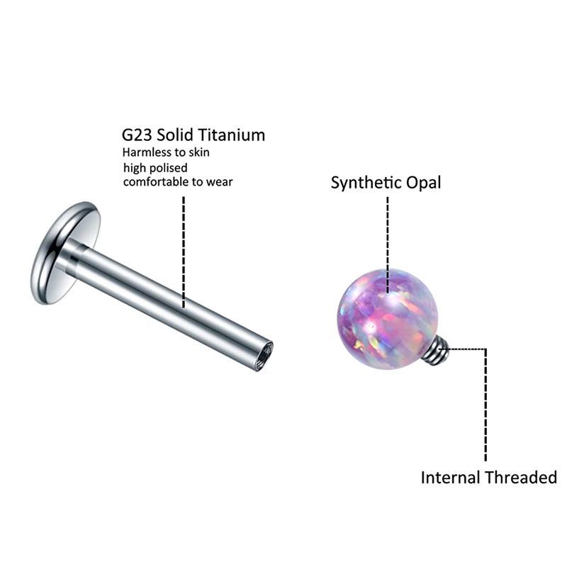 Bijou de piercing G23 Titane Boule Opale Lèvre