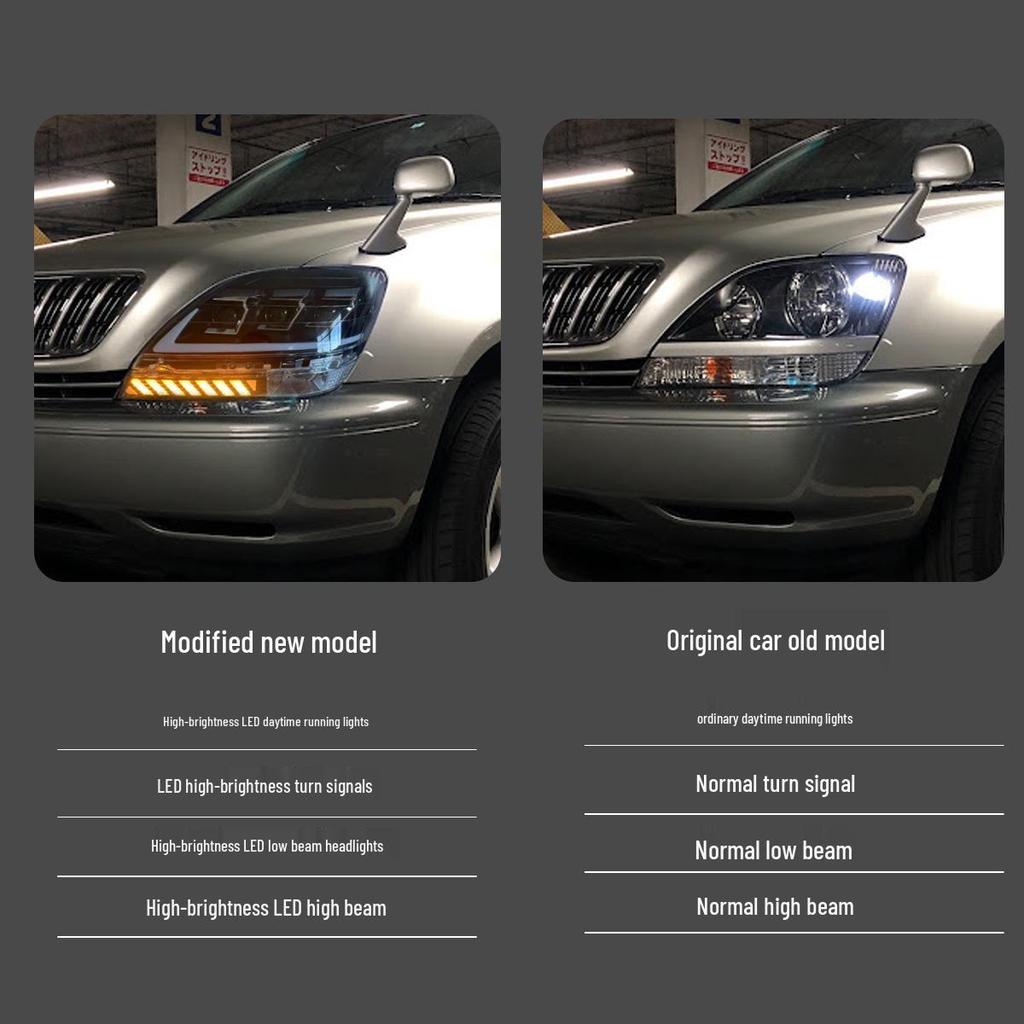 LED Projector Headlights with Flowing Turn Signals for 1998-2003 Lexus RX