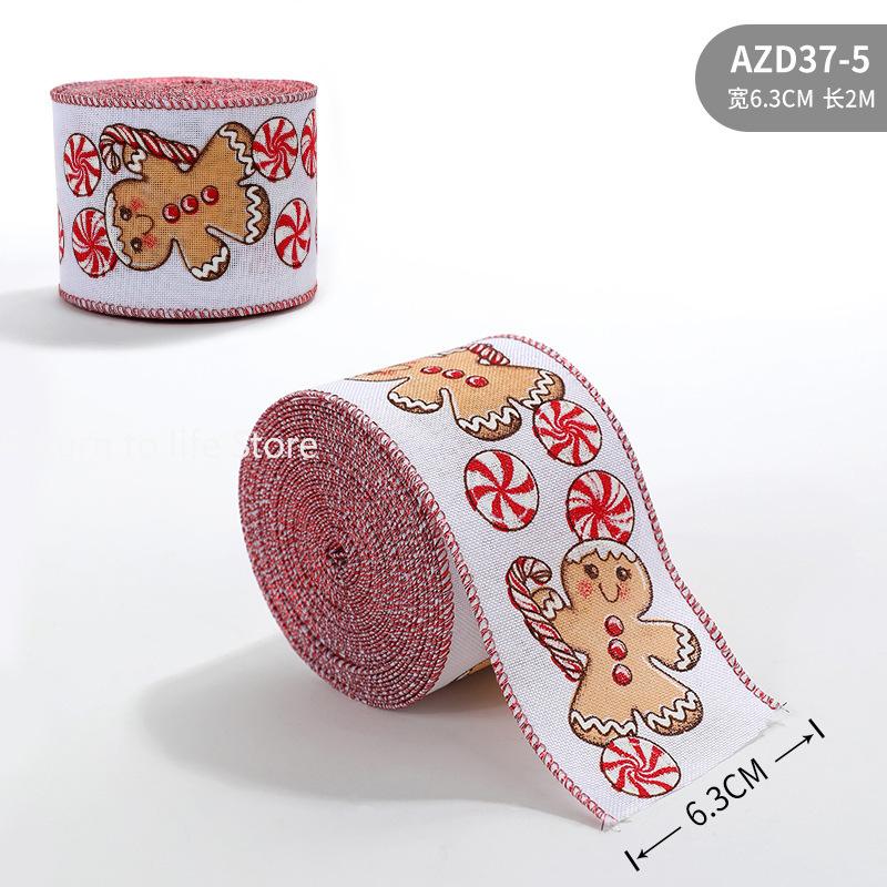 

Christmas Jute Ribbon with Gingerbread Man Pine Cone Wire Edged for DIY Gift Wrapping Holiday Decor