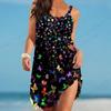 New Fashion Women Hawaiian Beach Dress Elegant Colourful Butterfly 3D Print Summer Midi Strap Bohemian Dresses Sleeveless Party