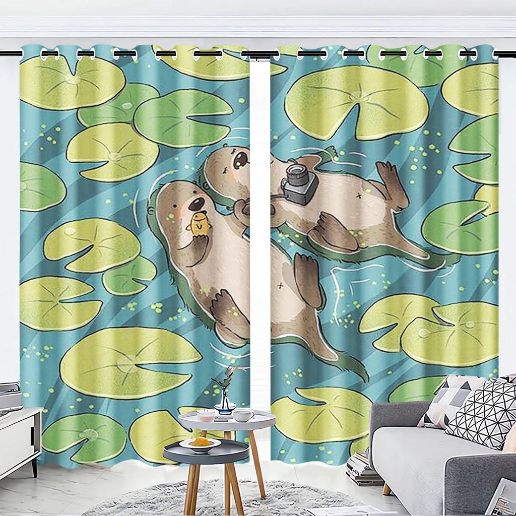 Otter, Animal Anime Printed Curtains For Living Room Home Decor  Blackout Curtains Bedroom Drapes Cartoon Christmas