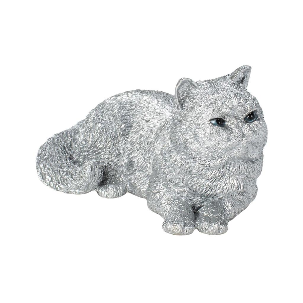 Ubia Metal Pet Exotic Shorthair Silver 7.5 X 4.8 X 4cm Doll Figurine Ornament Animal Garden Decoration Cat H24026-J13