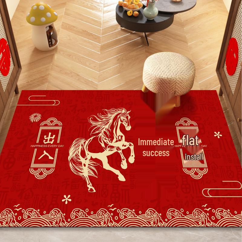 2026 Year of the Horse Anti-slip Door Mat, Dirt-resistant Crystal Velvet Carpet 40*60cm (Crystal Velvet Thickened)