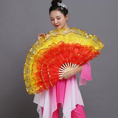 Long Imitation Dancer Practice Long Silk Fans Belly Dancing Fan Silk Fans Rayon Silk Fans