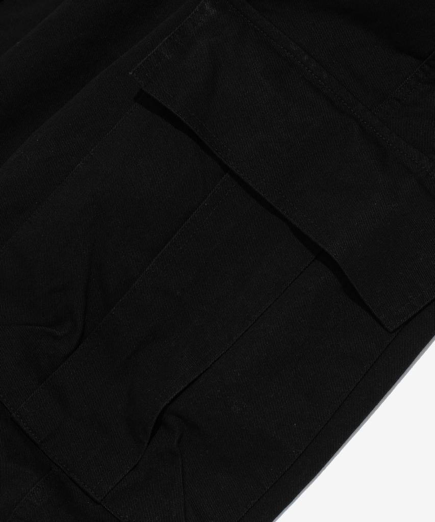 CARGOBROS Washed Cotton Curved Big Cargo Pants (Black)