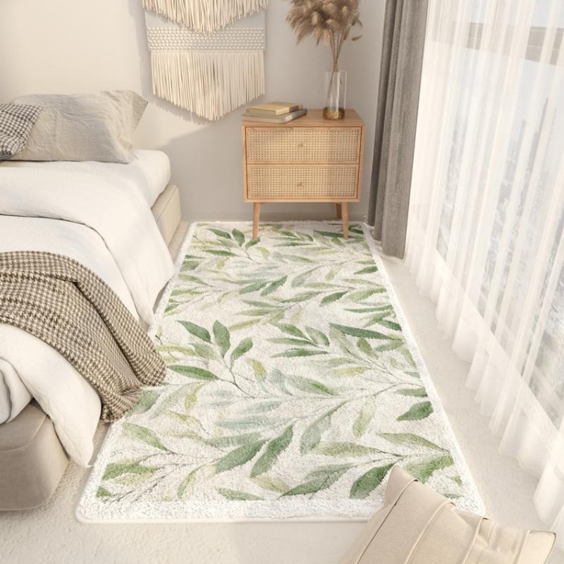 Tropical Leaf Light Luxury Long Bedroom Bedside Rug Soft Living Room Sofa Window Floor Mat Home Decoration Summer