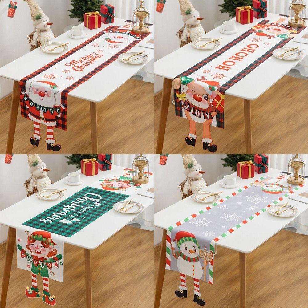 Мультяшная ткань Рождественская скатерть Рождественский орнамент Navidad Table Runner — фото 6