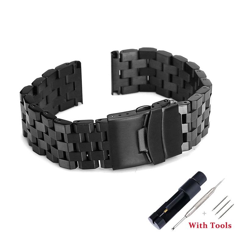 

Классический 18 мм 20 мм 22 мм 24 мм 26 мм полностью сплошной нержавеющая сталь плоский интерфейс ремешок для часов ремешки браслет с инструментами 24mm