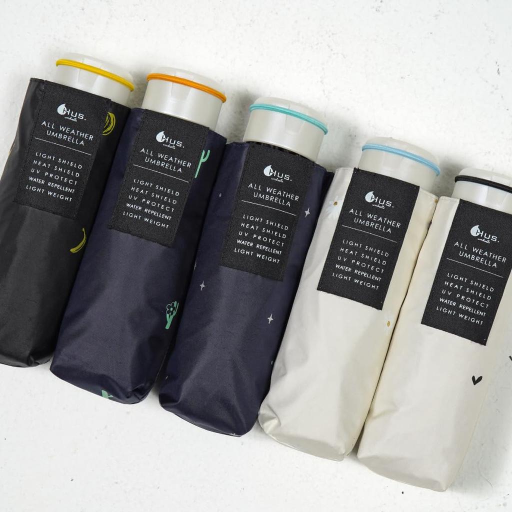 All Weather Design Lightweight Sun and Heat Blocking Sun and Folding UV ALL WEATHER Design Silver Pin Star BK 54850 HUS. Parasol, Rain, Umbrella,