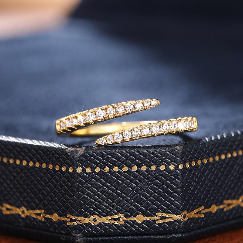 1Pc Fashionable Synthetic Zircon Ring, Adjustable Opening, Fashionable Ring, Suitable for Daily Wear