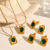 Light Luxury Temperament Emerald Retro Titanium Steel Gold-Plated Color-Preserving Necklace Female Design Sense Collarbone Chain
