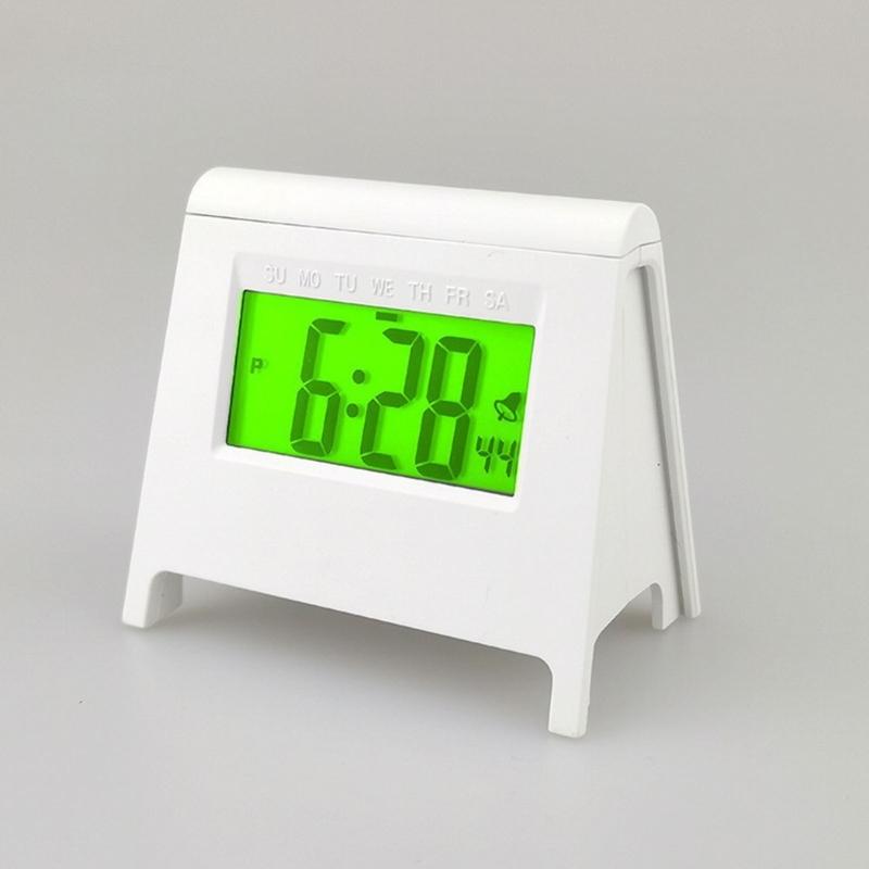 Automatic Night Light Mini Alarm Clock for Bedroom or Office Quiet Mechanism 12/24 Hour LCD Display Digital Table Clock