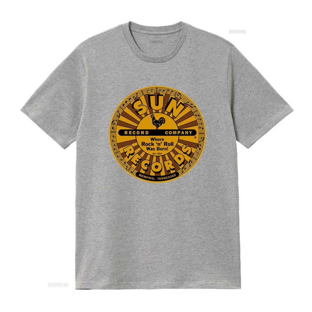 Sun Records Full Circle Unisexs T Shirt Rock And Roll Classic Band New Black vintage Washed Casual Stylish graphic Stretched