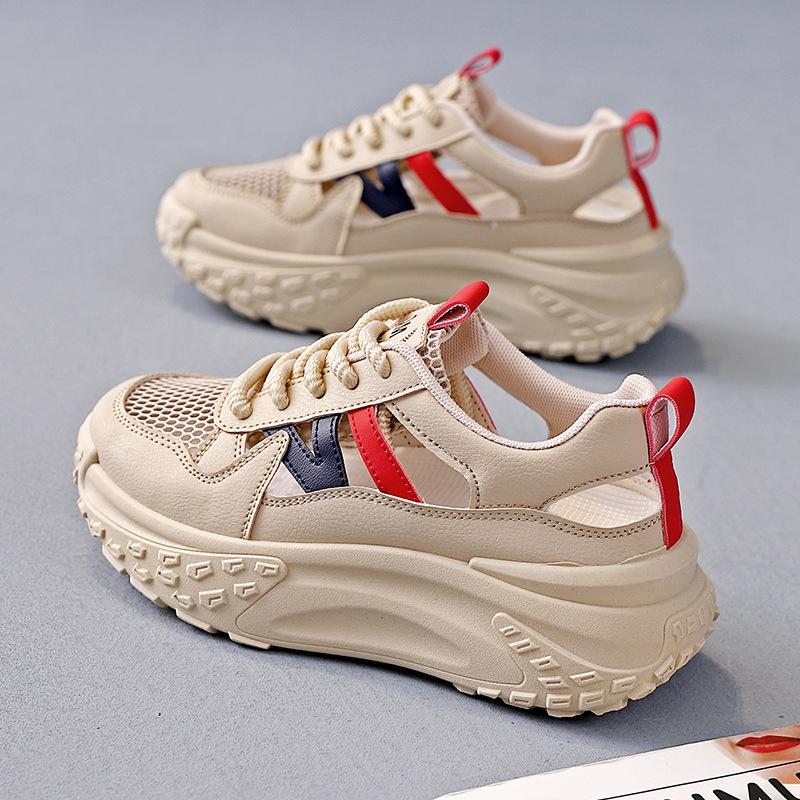 Daddy Shoes Girl 2025 New Popular Summer Breathable Mesh Thick-soled Versatile Lightweight Casual Sports Hollow Sandals