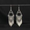 Vintage stone fringed earrings silver women's bohemian long personalized Tibetan temperament vacation earrings