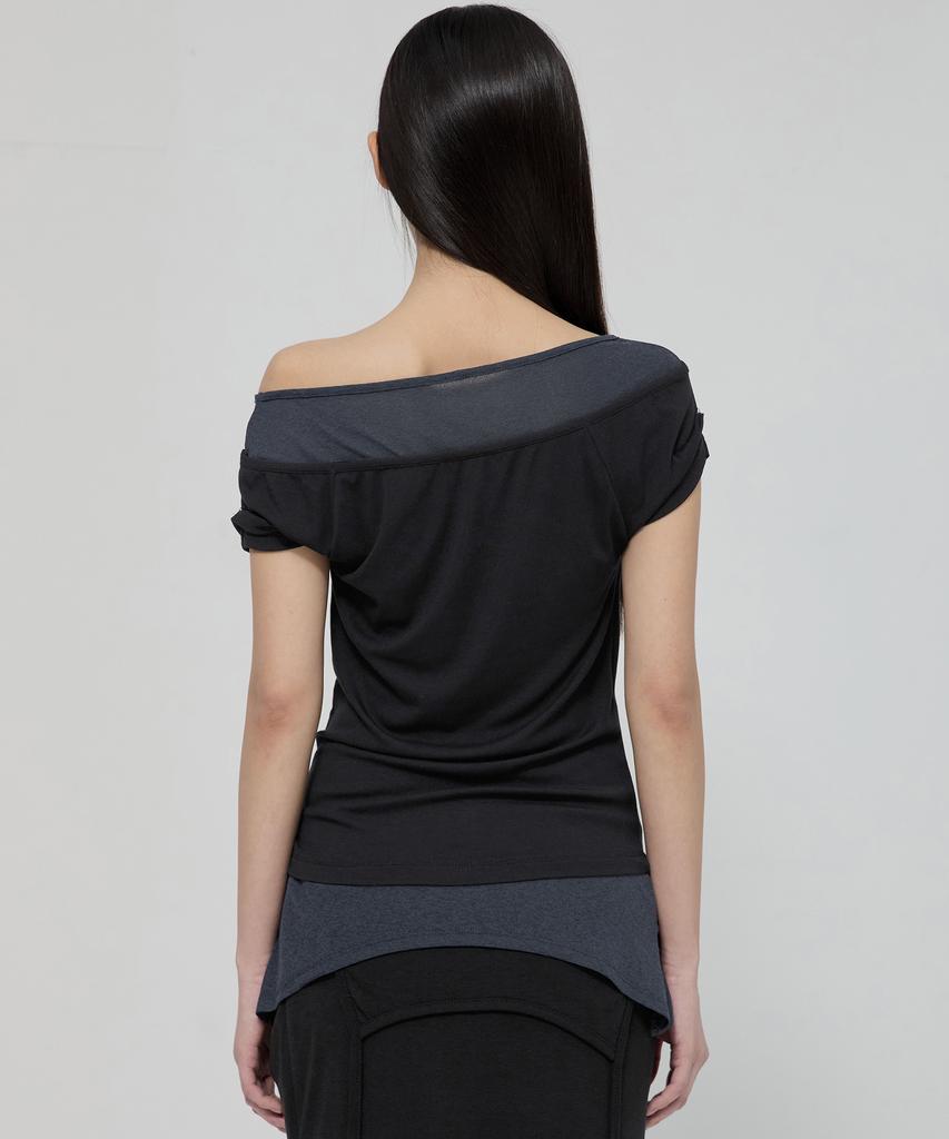 Peulleeoeob 2-Layered Top (Fl-141_Black&Charcoal)