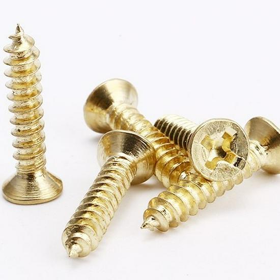 Copper Plated Gold Countersunk Cross Head Self-Tapping Wood Screws (M2, M2.3, M2.6, M3)