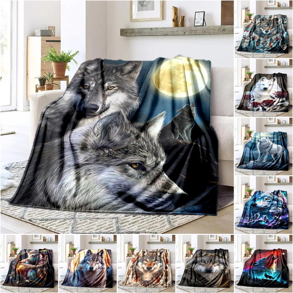 1PC Wolf Elements printed blanket, all season lightweight home office outdoor nap multifunctional blanket A7