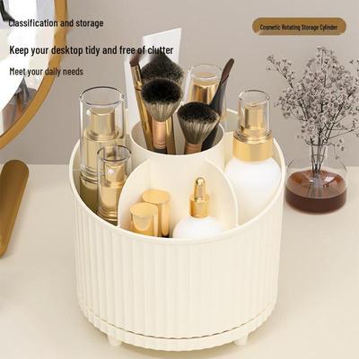 Rotating Desktop Pen and Makeup Organizer: Holders for Lipstick, Eyeshadow, Brushes & More